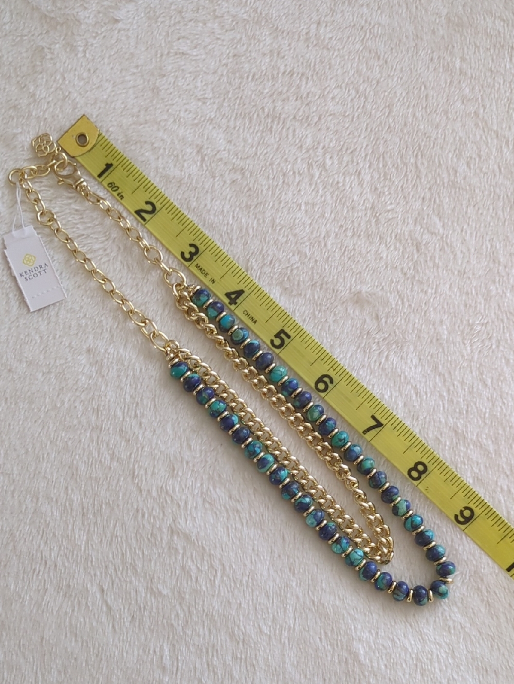 Kendra Scott Rebecca Multi Strand Necklace Bronze Veined Lapis Turquoise Gold 🆕 - Picture 9 of 10